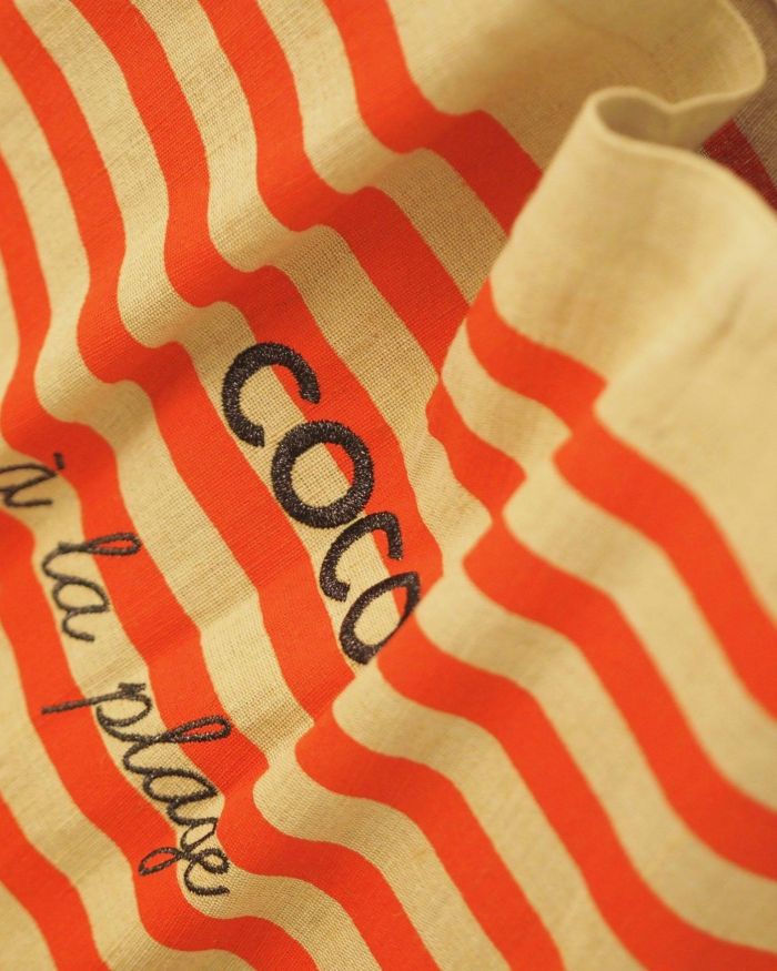 SUMMER BAG XXL RAYE ROUGE COCO A LA PLAGE / NOIR PAILLETE