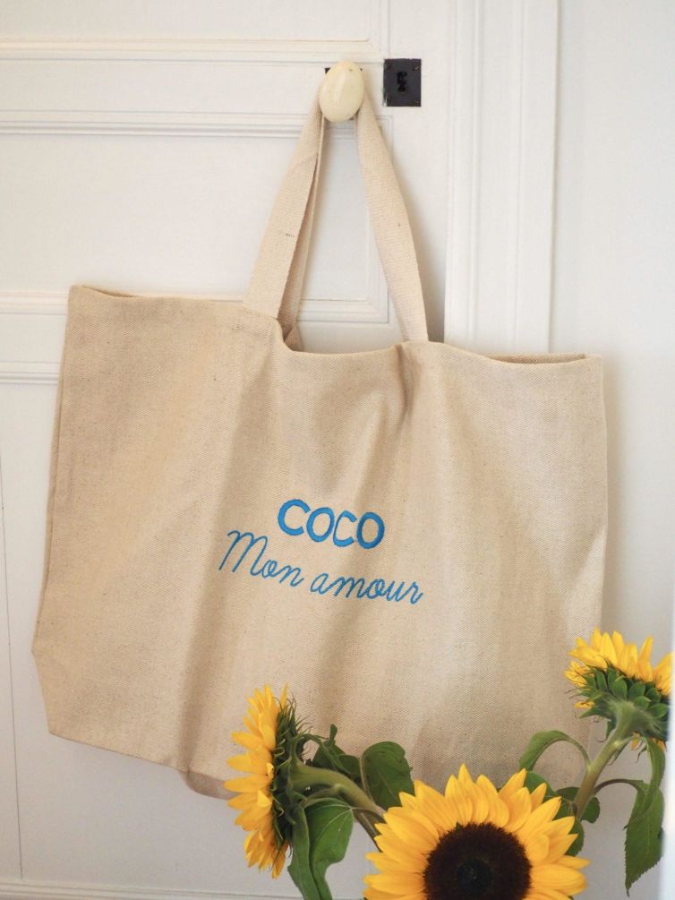 SUMMER BAG XXL COCO MON AMOUR SABLE / TURQUOISE