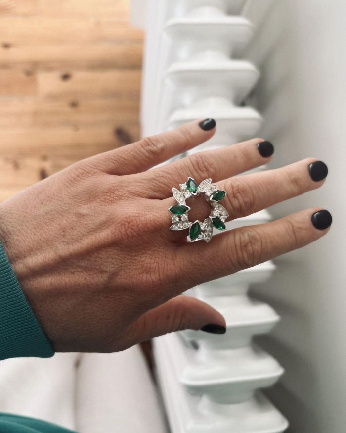 BAGUE ORTHENSE VERTE