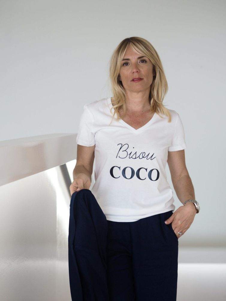 TSHIRT COL V BISOU COCO NOIR