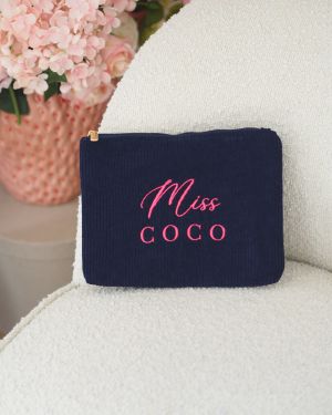 Pochette velours navy Miss COCO
