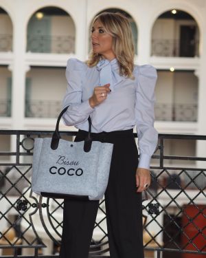 SAC FEUTRE GRIS CUIR BISOU COCO noir