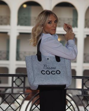 SAC FEUTRE GRIS CUIR BISOU COCO noir