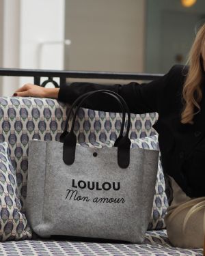 SAC FEUTRE GRIS CUIR LOULOU MON AMOUR noir