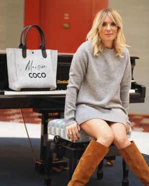SAC FEUTRE GRIS CUIR MAISON COCO noir