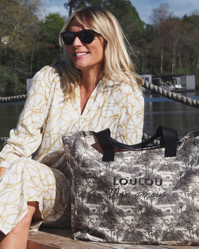 Le CABAS toile de jouy LOULOU mon amour broderie NOIRE