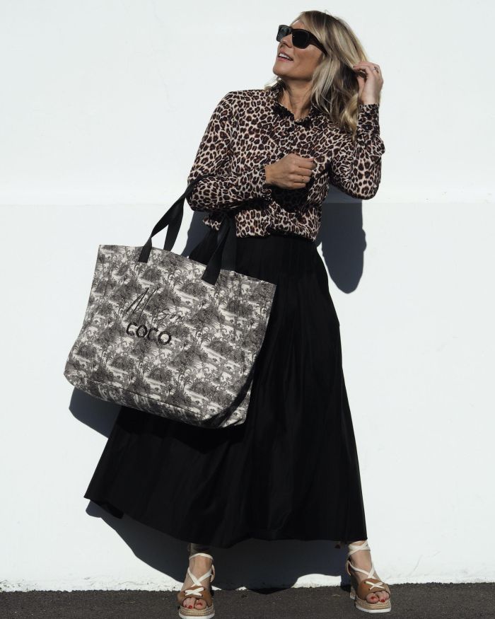 Le CABAS toile de jouy MAISON COCO broderie NOIRE