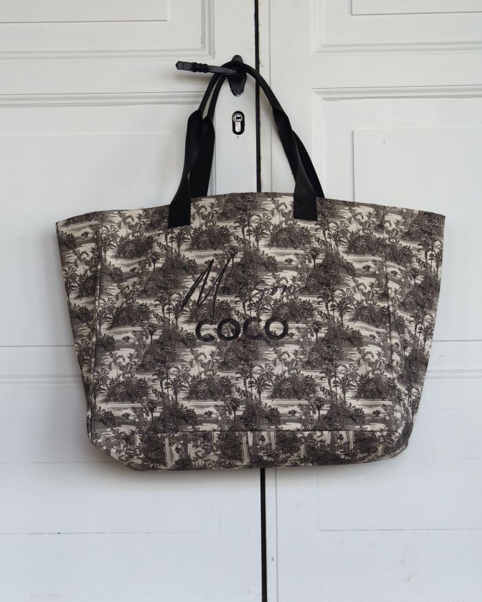 Le CABAS toile de jouy MAISON COCO broderie NOIRE