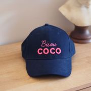 Casquette NAVY BISOU COCO rose fluo