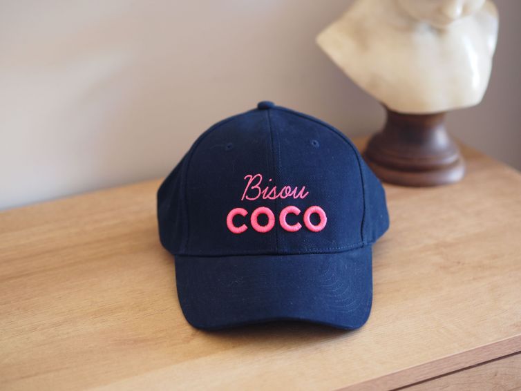 Casquette NAVY BISOU COCO rose fluo