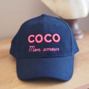 Casquette NAVY COCO MON AMOUR rose fluo