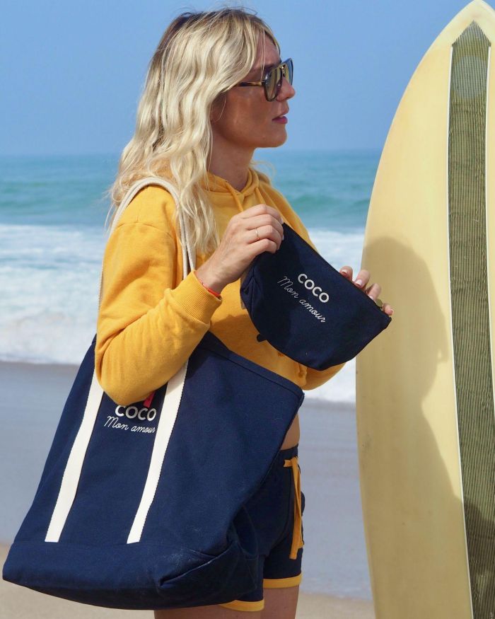 SAC BAHIA NAVY/ ECRU COCO MON AMOUR & sa pochette