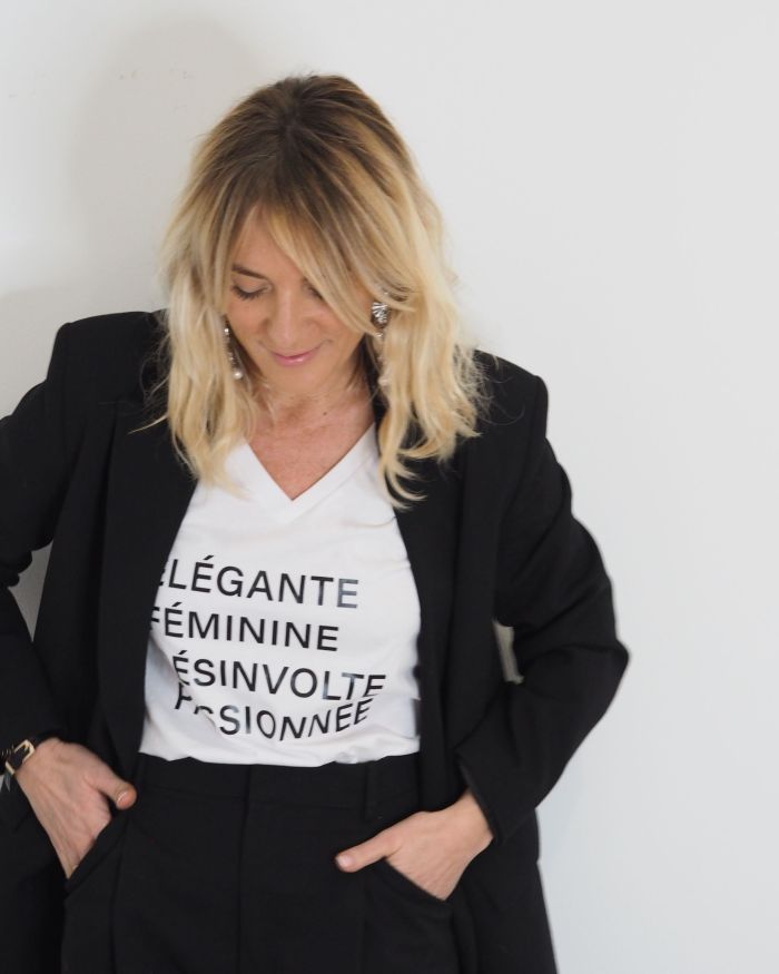 TSHIRT COL V BLANC L’ELEGANTE