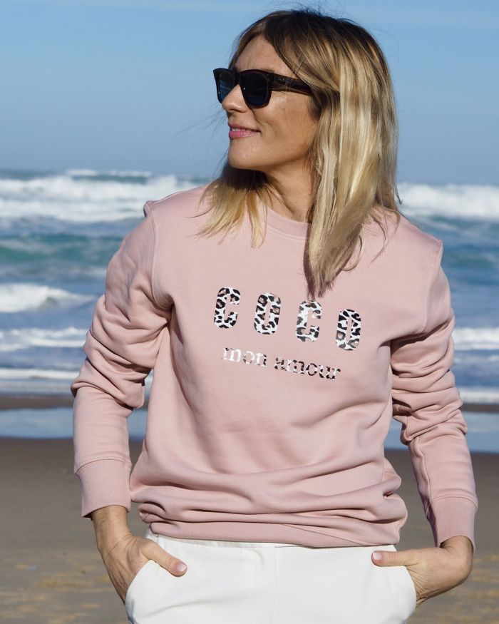 SWEAT PETALE DE ROSE COCO MON AMOUR LEOPARD