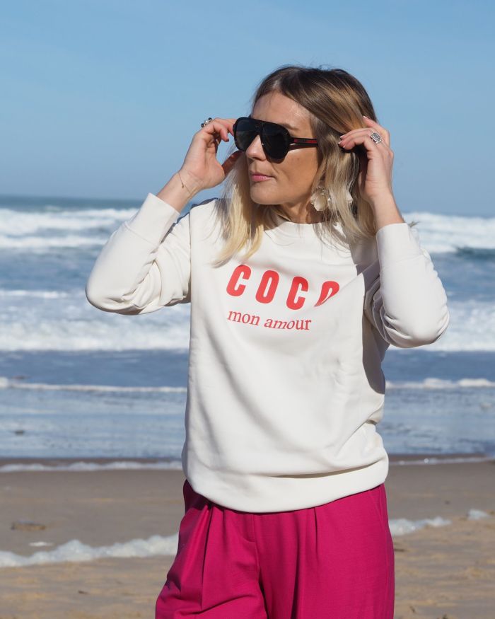 SWEAT IVOIRE COCO MON AMOUR TANGERINE