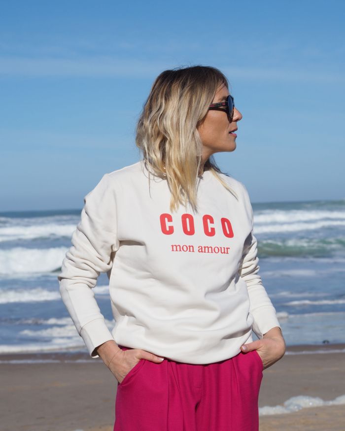 SWEAT IVOIRE COCO MON AMOUR TANGERINE
