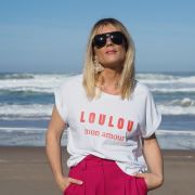 T-SHIRT OVERSIZE BLANC LOULOU MON AMOUR TANGERINE