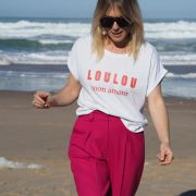 T-SHIRT OVERSIZE BLANC LOULOU MON AMOUR TANGERINE