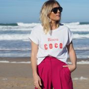 T-SHIRT OVERSIZE BLANC BISOU COCO TANGERINE