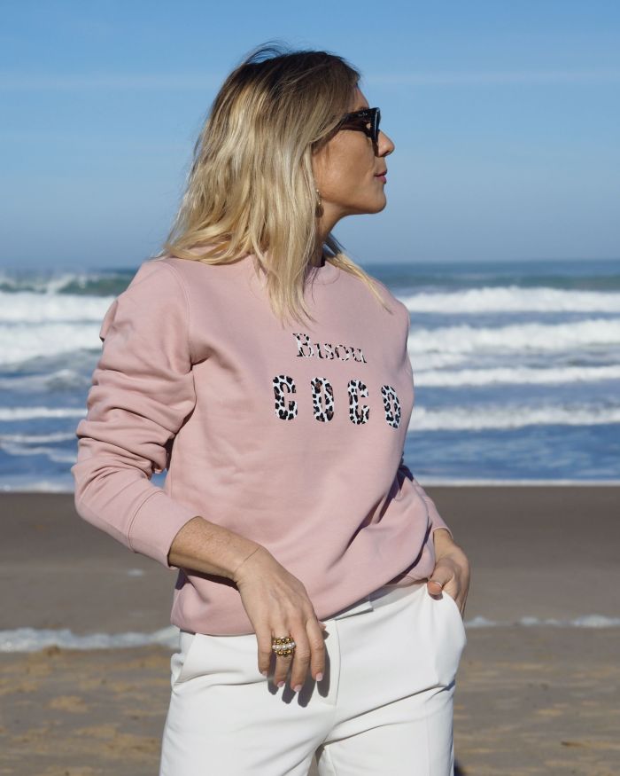 SWEAT PETALE DE ROSE BISOU COCO LEOPARD