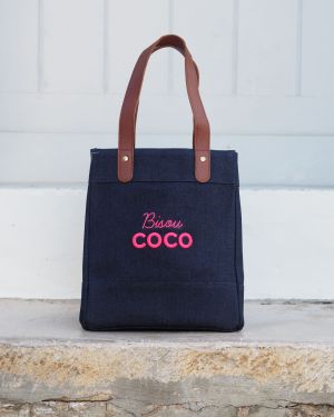 Le Sac LITTLE DENIM BISOU COCO  ROSE FLUO 3D