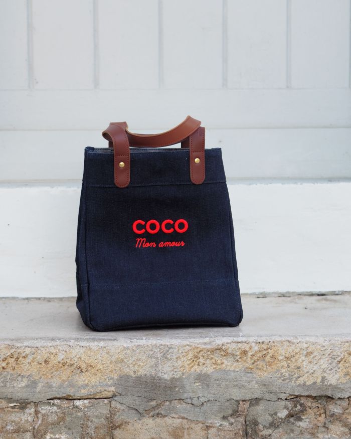 Le Sac LITTLE DENIM COCO MON AMOUR CORAIL FLUO 3D