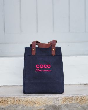Le Sac LITTLE DENIM COCO MON AMOUR ROSE FLUO 3D