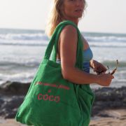 CABAS EPONGE VERT Je ne suis plus fidèle à COCO  ROSE FLUO