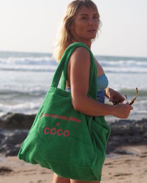 CABAS EPONGE VERT Je ne suis plus fidèle à COCO  ROSE FLUO