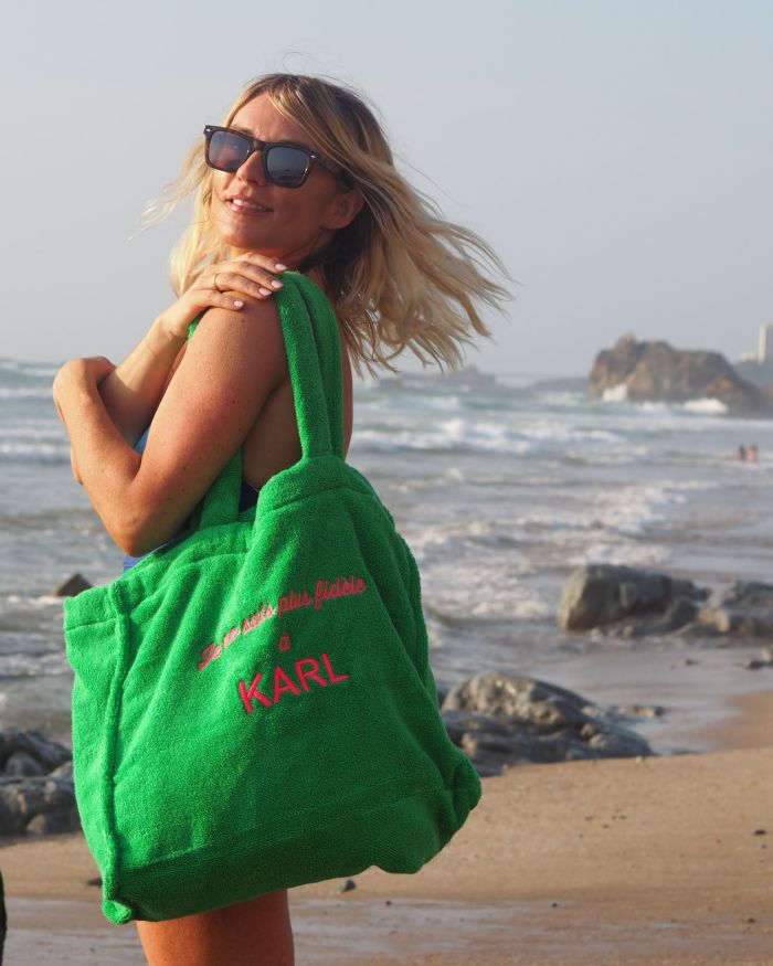 CABAS EPONGE VERT Je ne suis plus fidèle à KARL ROSE FLUO