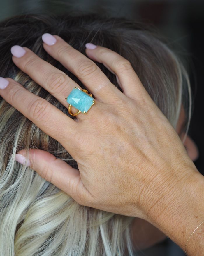Bague BRUNA vert eau