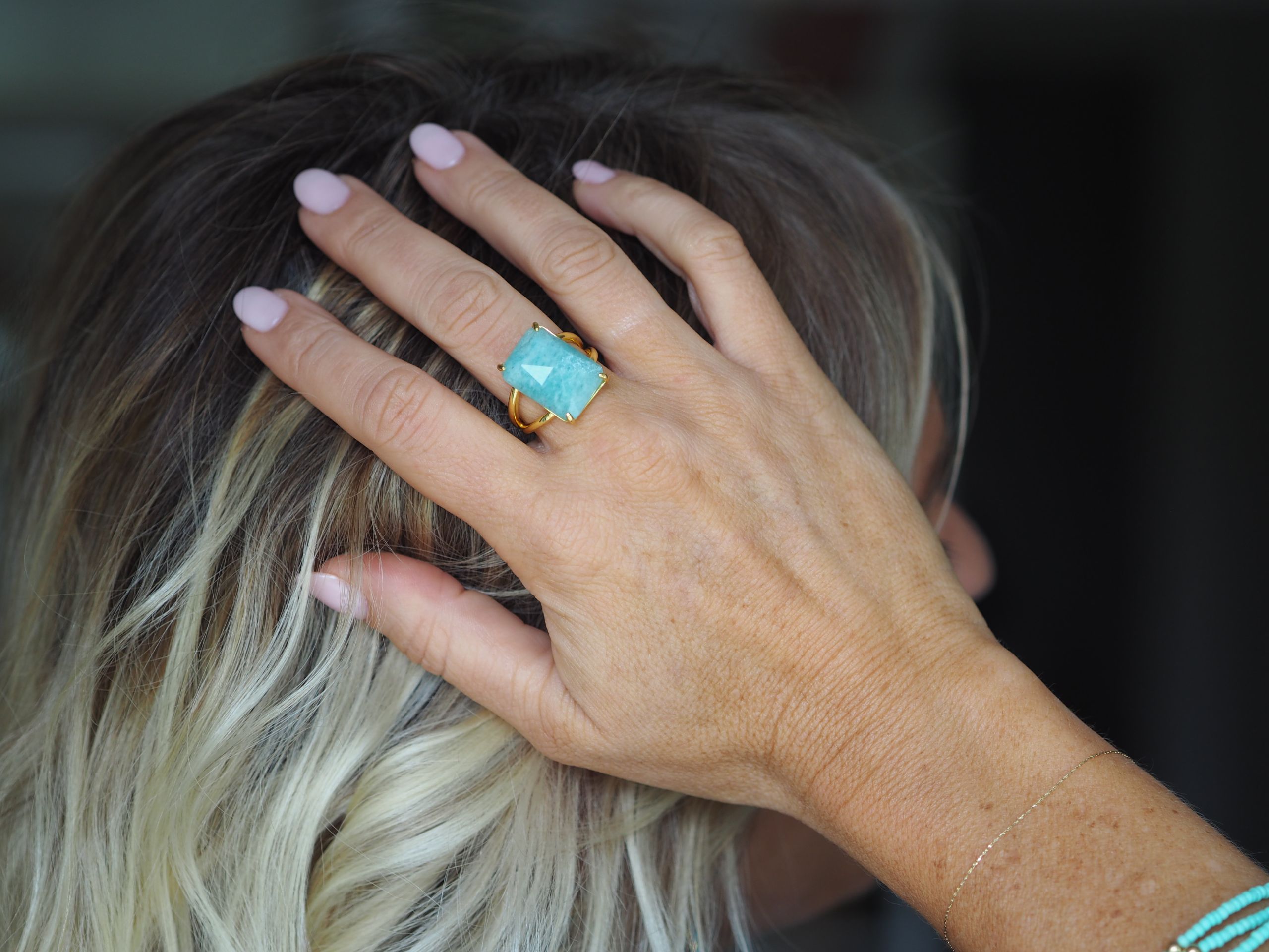 Bague BRUNA vert eau