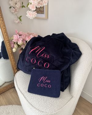 Pochette velours navy Miss COCO