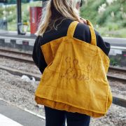 Cabas velours XXL Safran COCO LOVE broderie Chocolat