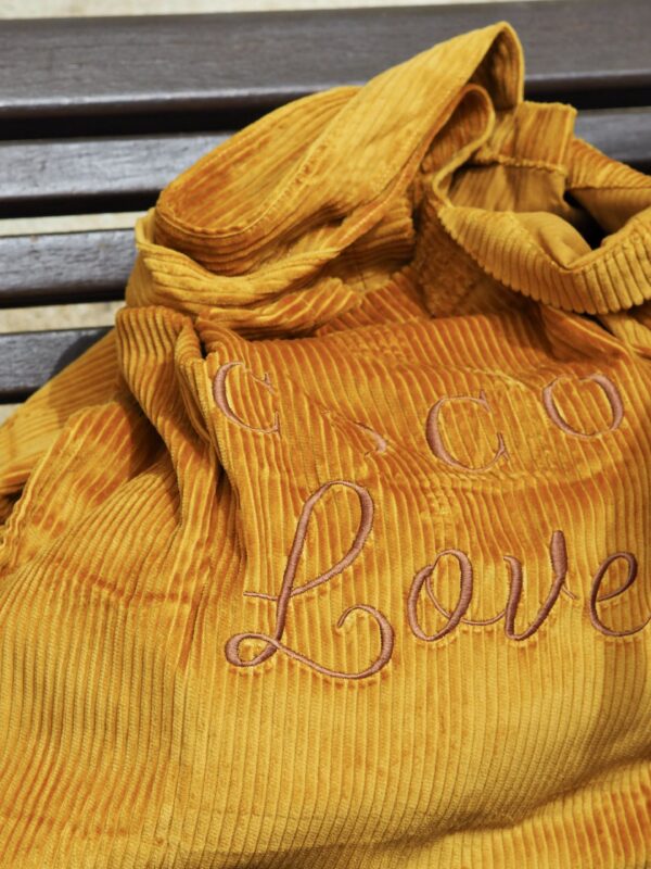 Cabas velours XXL Safran COCO LOVE broderie Chocolat