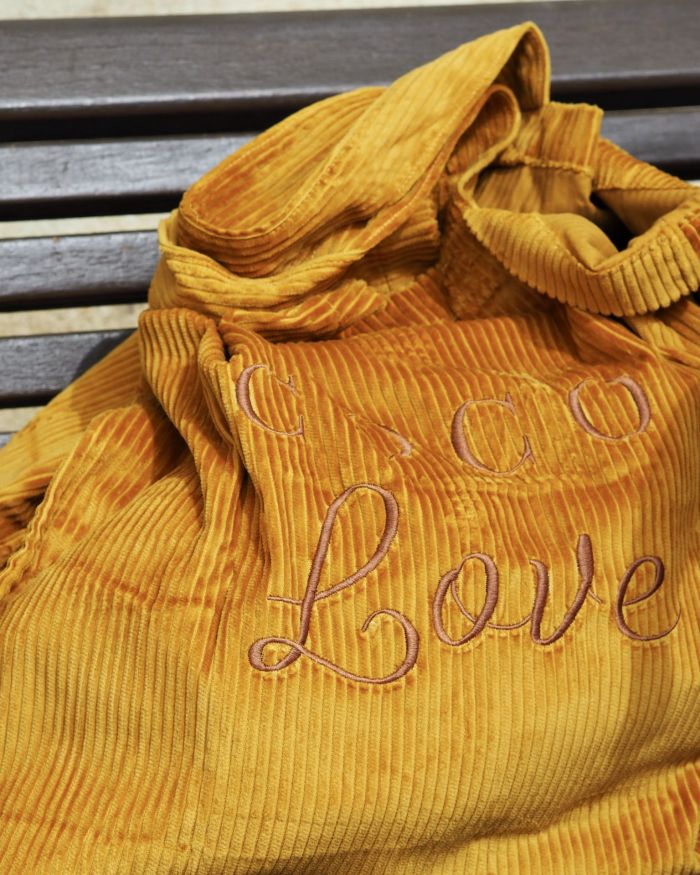 Cabas velours XXL Safran COCO LOVE broderie Chocolat