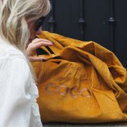 Cabas velours XXL Safran L’Atelier COCO broderie Chocolat
