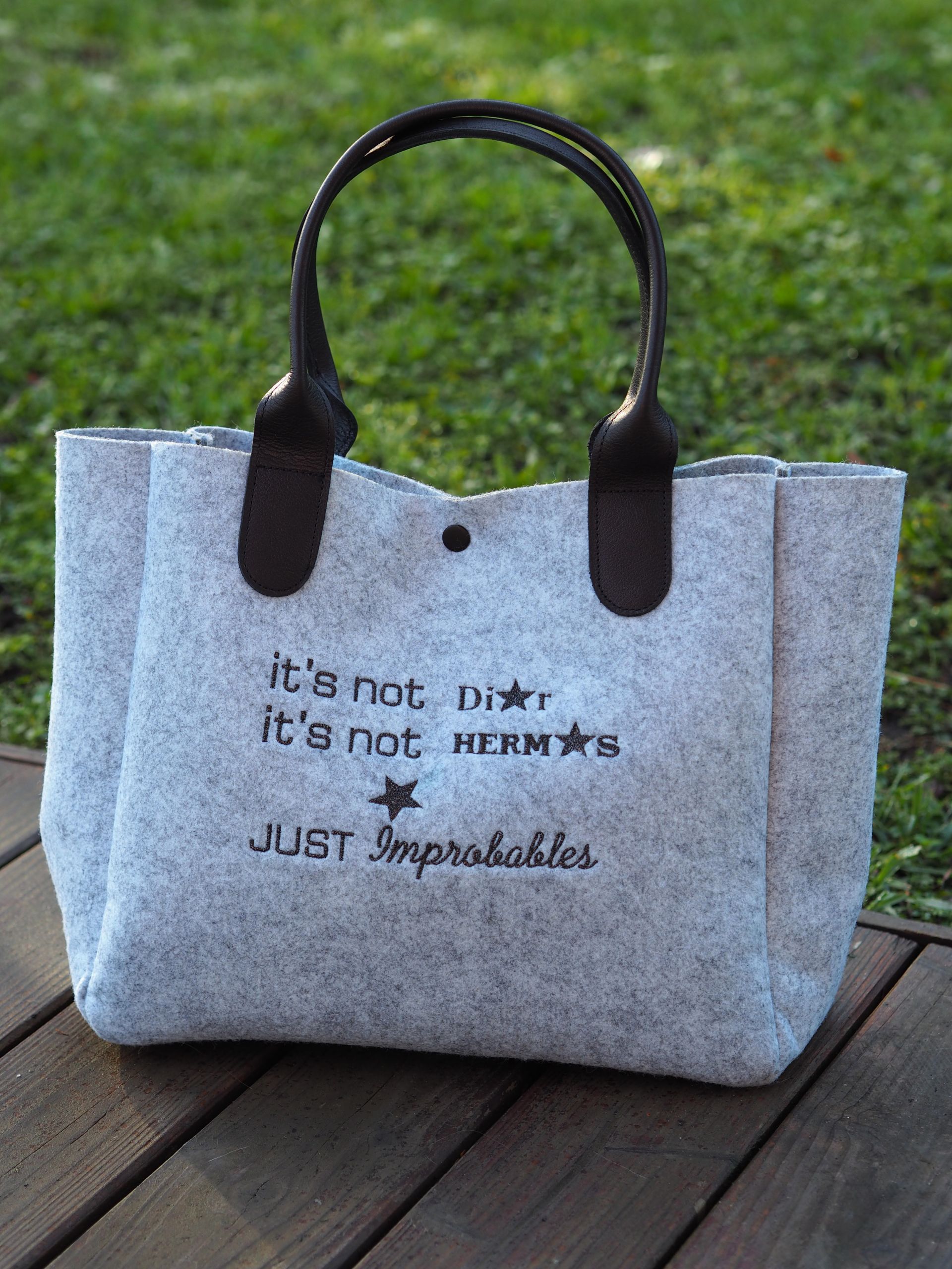 SAC FEUTRE GRIS CUIR NOT DI*R NOT HERM*S