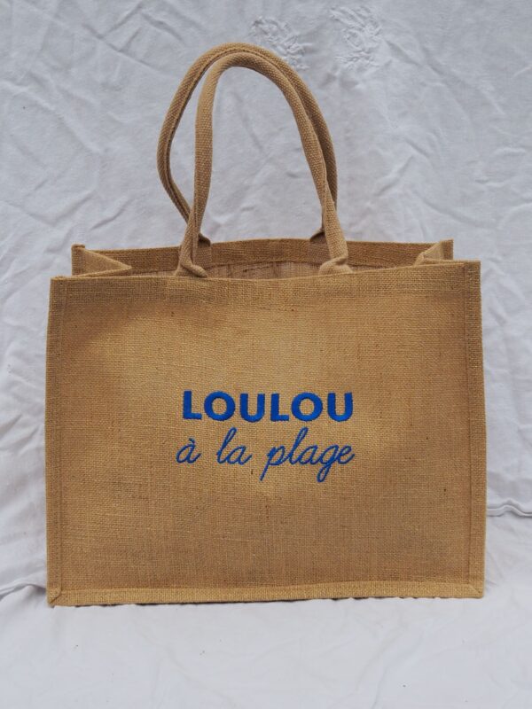 CABAS JUTE PAILLETÉ LOULOU à la plage bleu majorelle