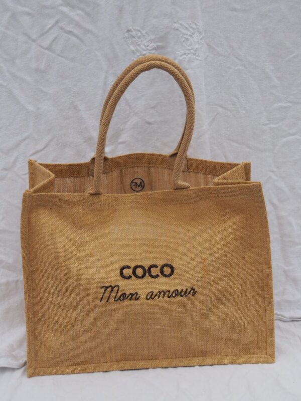CABAS JUTE PAILLETÉ COCO MON AMOUR noir pailleté