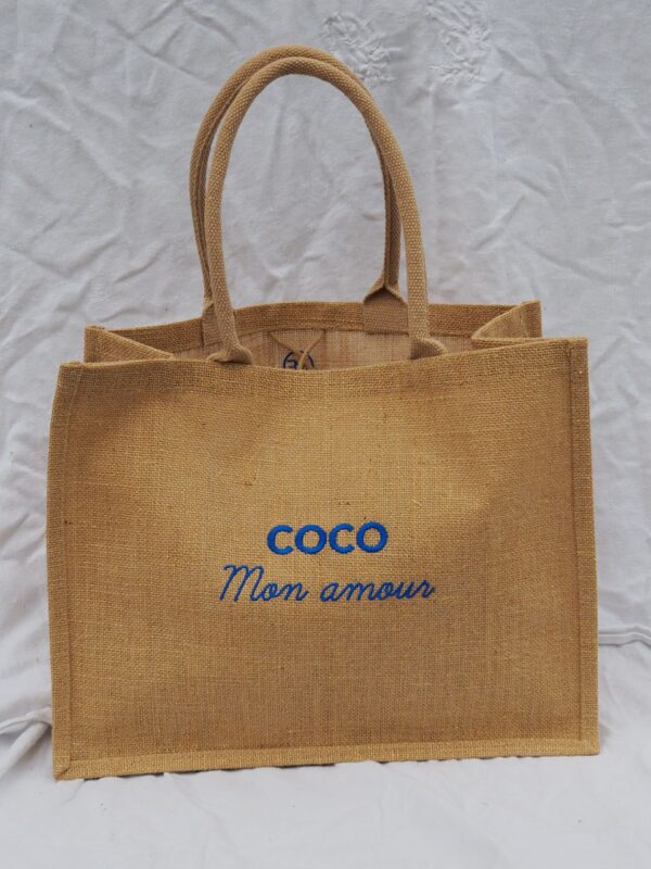CABAS JUTE PAILLETÉ  COCO MON AMOUR bleu majorelle