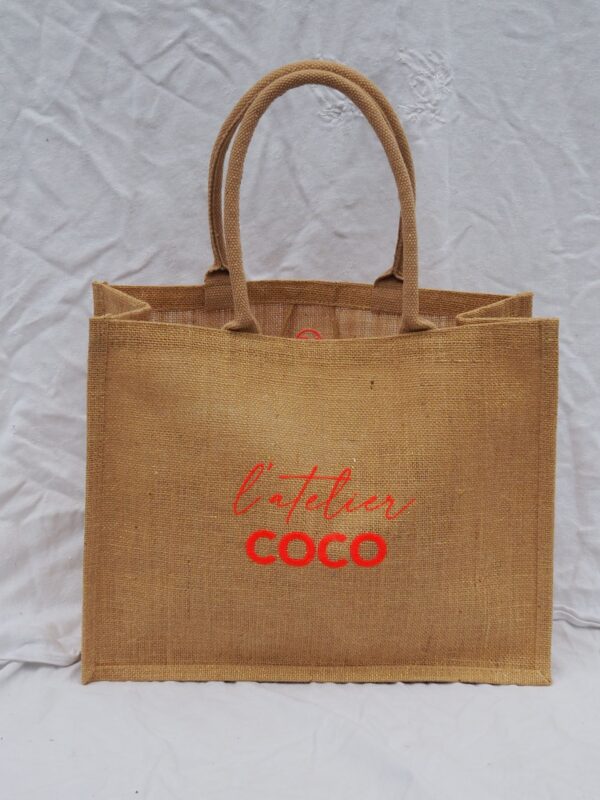 CABAS JUTE PAILLETÉ L’ATELIER COCO corail fluo